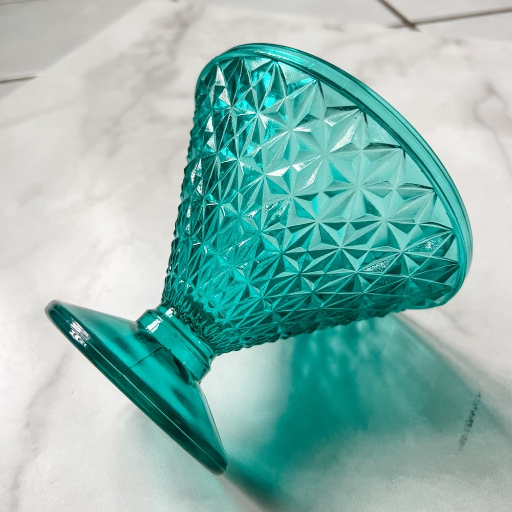 Vintage Teal Pedestal Candy Dish